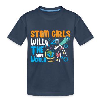 Stem Girls will save the world - Kinder Premium Bio T-Shirt - Navy - Vorne