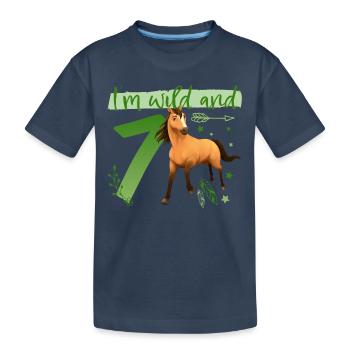 Spirit I'm wild and 7 Birthday Outfit Gift - Kids' Premium Organic T-Shirt - navy - Front