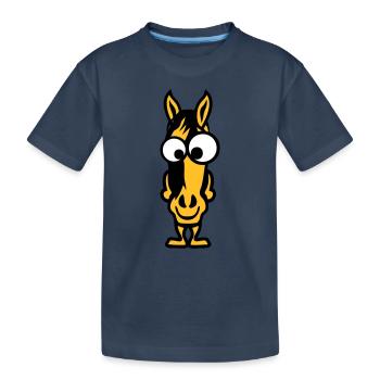 cheval animaux rigolo face cartoon horse - T-shirt bio Premium Enfant - bleu marine - Devant