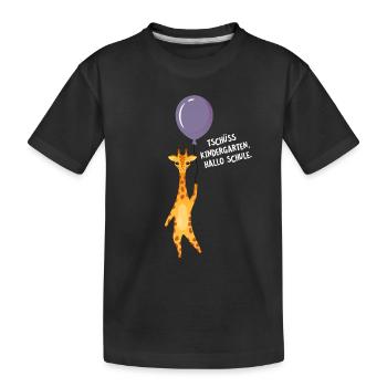 Tschüss Kindergarten, Hallo Schule. Einschulung - Kinder Premium Bio T-Shirt - Schwarz - Vorne