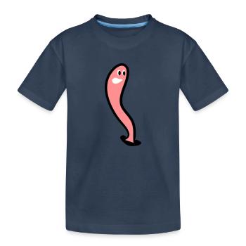 Wurm Worm Regenwurm Bücherwurm Holzwurm 3c - Kinder Premium Bio T-Shirt - Navy - Vorne