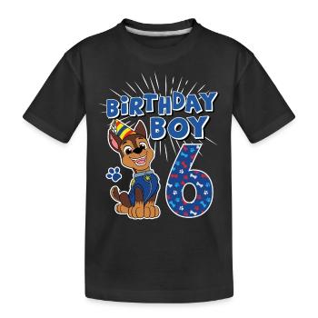 Paw Patrol 6 Jahre alt Geburtstag Chase - Kinder Premium Bio T-Shirt - Schwarz - Vorne