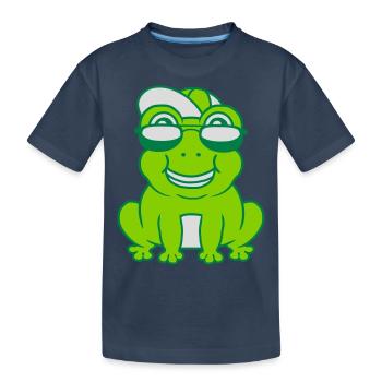 Cooler kleiner Frosch Junge - Kinder Premium Bio T-Shirt - Navy - Vorne