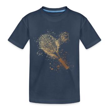 Tennis,Serve, Aquarelle, Joueur de tennis,Or - T-shirt bio Premium Enfant - bleu marine - Devant