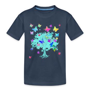Tree of Life,Tree of Life,Flowers,Butterflies - Kids' Premium Organic T-Shirt - navy - Front