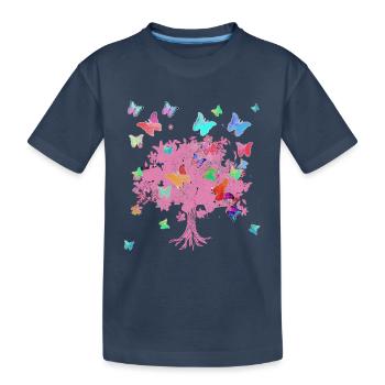 Tree of Life,Tree of Life,Flowers,Butterflies - Kids' Premium Organic T-Shirt - navy - Front