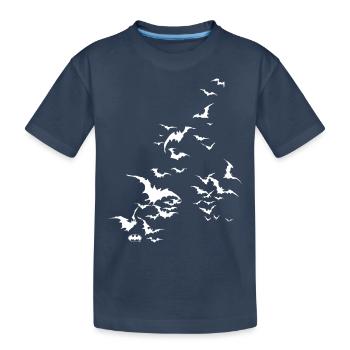 Batman Fledermaus Schwarm weiß - Kinder Premium Bio T-Shirt - Navy - Vorne