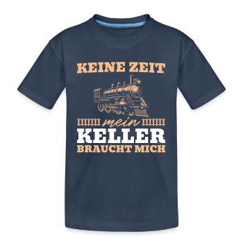 Modellbau Lokomotive Modelleisenbahner Geschenk - Kinder Premium Bio T-Shirt - Navy - Vorne