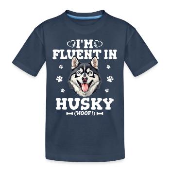 Parler Le Husky Humour Chien Husky - T-shirt bio Premium Enfant - bleu marine - Devant