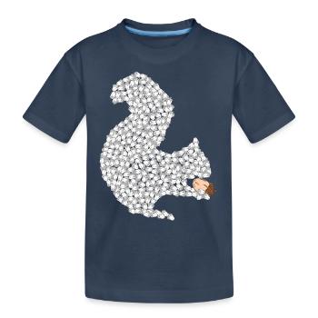 Eichhörnchen aus Nüssen mit Nuß in der Pfote - Kinder Premium Bio T-Shirt - Navy - Vorne