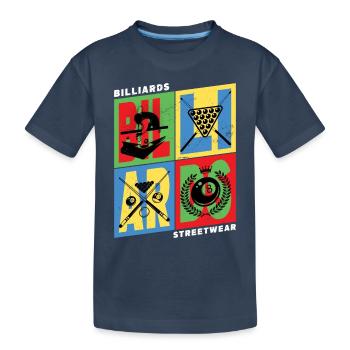 Billard Billard Billard Boules de queue Vintage Rétro - T-shirt bio Premium Enfant - bleu marine - Devant