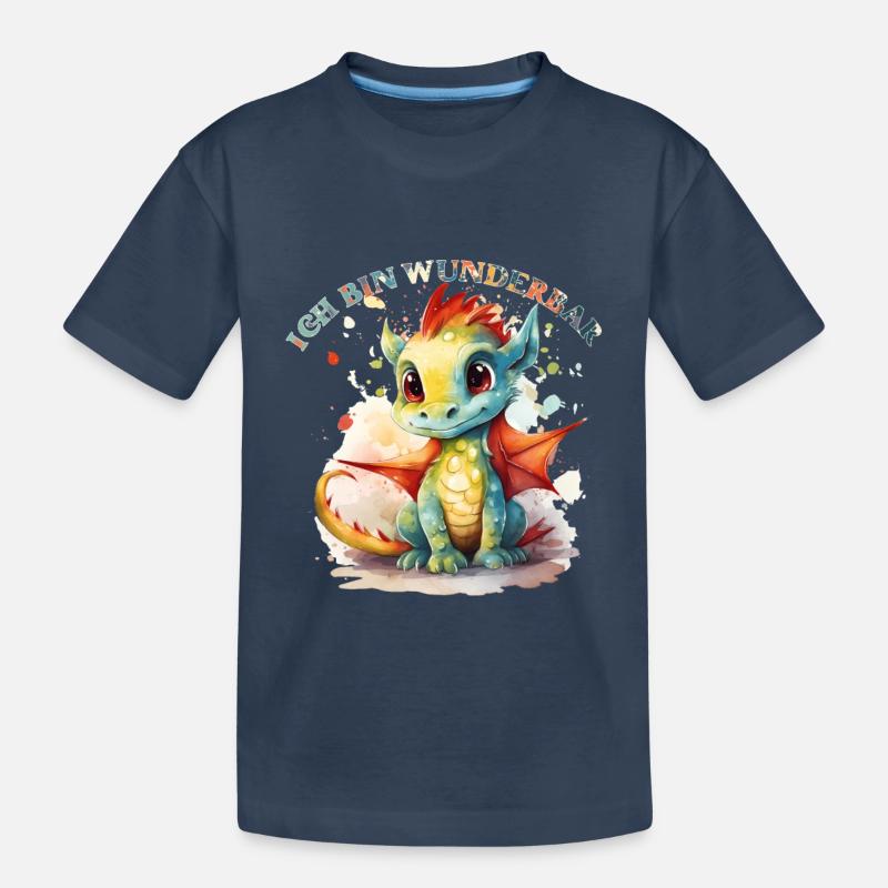 Ich bin wunderbar Drache - Kinder Premium Bio T-Shirt - Navy