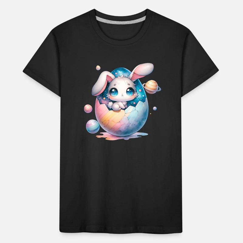Chibi Space Bunny Sitting In a Cracked Easter Egg Kids' Premium Organic T-Shirt
