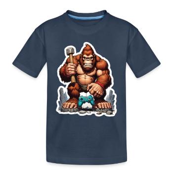 Retro Gamer Gorilla avec manette Jeux de console - T-shirt bio Premium Enfant - bleu marine - Devant