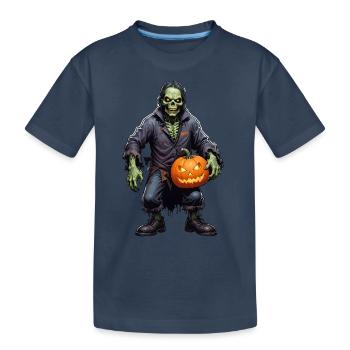 Halloween - Zombie Horror Horror with Pumpkin - Kids' Premium Organic T-Shirt - navy - Front