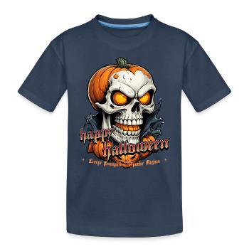 Halloween Crâne Citrouille Crâne Crâne Effrayant - T-shirt bio Premium Enfant - bleu marine - Devant
