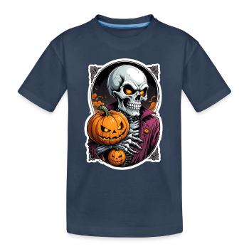 Halloween Crâne Citrouille Crâne Crâne Effrayant - T-shirt bio Premium Enfant - bleu marine - Devant