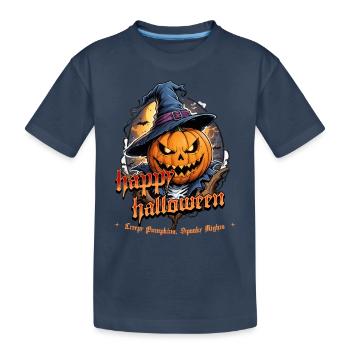 Halloween Kürbis Hexenhut Mitternacht - Kinder Premium Bio T-Shirt - Navy - Vorne