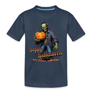 Zombie Joyeux Halloween Citrouilles effrayantes - T-shirt bio Premium Enfant - bleu marine - Devant