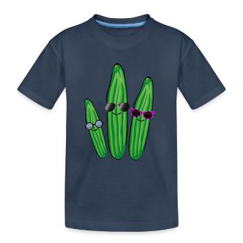 gurken trio,gurken,gurke,salatgurke,sonnenbrille - Kinder Premium Bio T-Shirt - Navy - Vorne