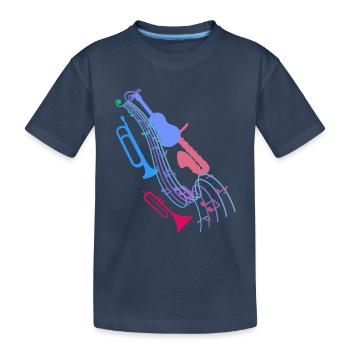 Jazz,Instruments,Partitions,Guitare,Musique - T-shirt bio Premium Enfant - bleu marine - Devant