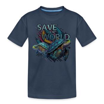 Schildkröten Turtles Save Our World 5000 - DIGITAL - Kids' Premium Organic T-Shirt - navy - Front