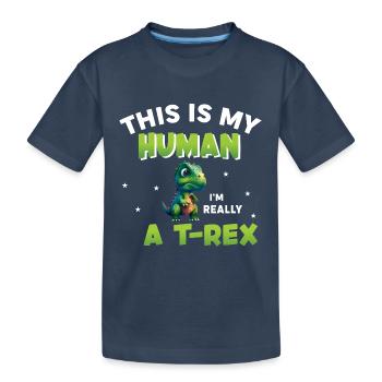 En fait, je suis un T-Rex - T-shirt bio Premium Enfant - bleu marine - Devant