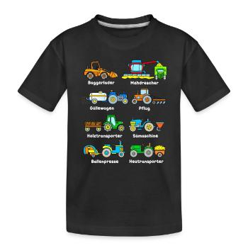 Beliebte Traktoren und Landmaschinen - Kinder Premium Bio T-Shirt - Schwarz - Vorne