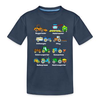 Beliebte Traktoren und Landmaschinen - Kinder Premium Bio T-Shirt - Navy - Vorne