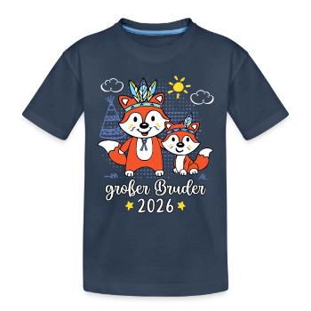 Großer Bruder 2026 Füchse Ankündigung Jungen - Kinder Premium Bio T-Shirt - Navy - Vorne