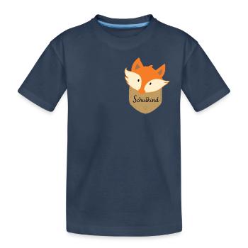 Hemdtasche Fuchs Schulkind - Kinder Premium Bio T-Shirt - Navy - Vorne