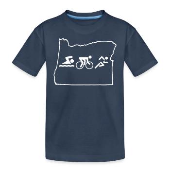 Triathlet Sport-Grafik - Kinder Premium Bio T-Shirt - Navy - Vorne