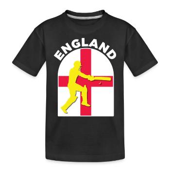 England Cricket Batsman England Flag by DPattonPD - Kids' Premium Organic T-Shirt - black - Front