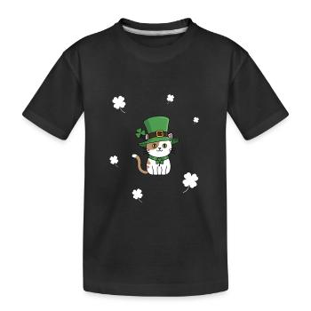 St Patrick's Day Cat - Kids' Premium Organic T-Shirt - black - Front