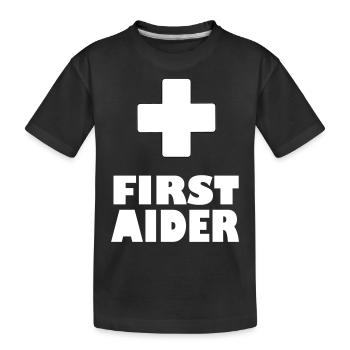 first aider - Kids' Premium Organic T-Shirt - black - Front
