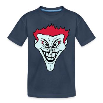 psycho psychopath verrueckt clown joker grinsen mu - Kinder Premium Bio T-Shirt - Navy - Vorne