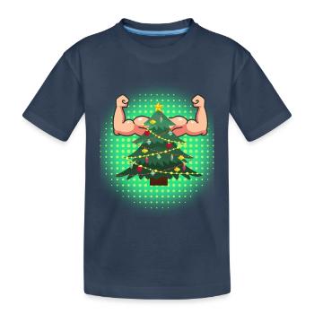 Christmas Muskelbaum - Kinder Premium Bio T-Shirt - Navy - Vorne