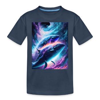 Divine whales in the cosmic star nebula - Kids' Premium Organic T-Shirt - navy - Front