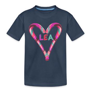 Lea,Name ,herz, zuckerstange, süßigkeit - Kinder Premium Bio T-Shirt - Navy - Vorne