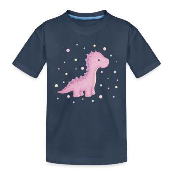 Dino Mädchen mit Punkten - Kinder Premium Bio T-Shirt - Navy - Vorne