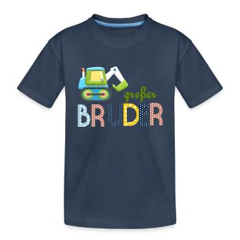großer Bruder Traktor - Kinder Premium Bio T-Shirt - Navy - Vorne