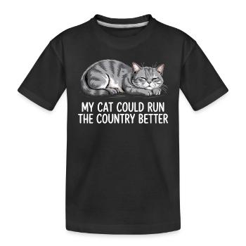 Mon Chat Gouvernerait Mieux Le Pays - T-shirt bio Premium Enfant - noir - Devant