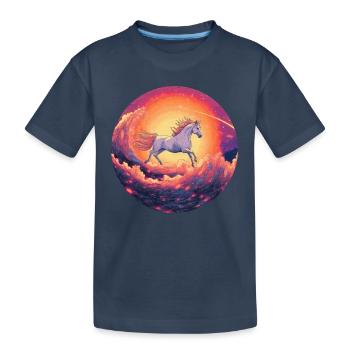Galaktisches Pferd in violettem Meer - Kinder Premium Bio T-Shirt - Navy - Vorne