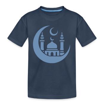 Moschee Silhouette mit Halbmond: Islamische Kunst - Kinder Premium Bio T-Shirt - Navy - Vorne
