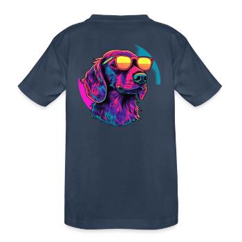 Chien néon avec lunettes de soleil - T-shirt bio Premium Enfant - bleu marine - Dos