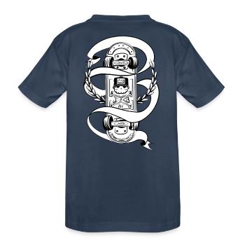 Skateboard Schädel-Lorbeer Abzeichen - Kinder Premium Bio T-Shirt - Navy - Hinten