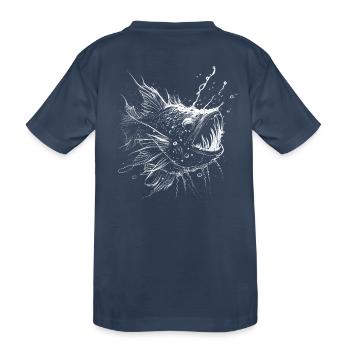 Frogfish, deep-sea fish in white on black - Kids' Premium Organic T-Shirt - navy - Back