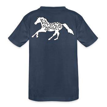 Knabstrupper, Appaloosa, Noriker, Tigerschecke - Kinder Premium Bio T-Shirt - Navy - Hinten