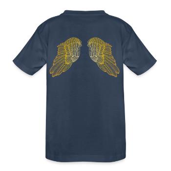Ailes d'ange volantes dorées en vol stationnaire - T-shirt bio Premium Enfant - bleu marine - Dos