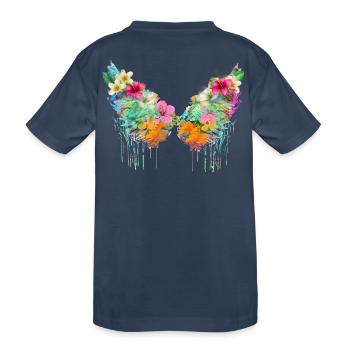 Angelwings,Wings,Coloré,Angel Wings,Fleurs - T-shirt bio Premium Enfant - bleu marine - Dos